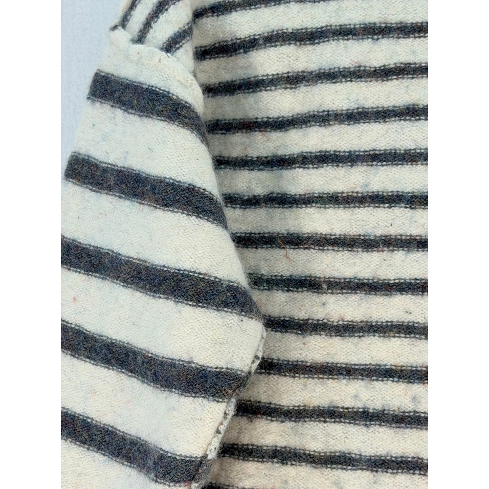 Madewell Striped Mockneck Merino Wool Blend Sweater Cream Charcoal Grey Womens M - Picture 6 of 12